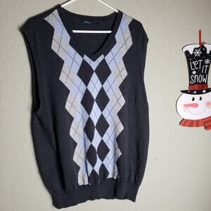 IZOD Men's Gray & Lite Blue Argyle Knit Vest XL